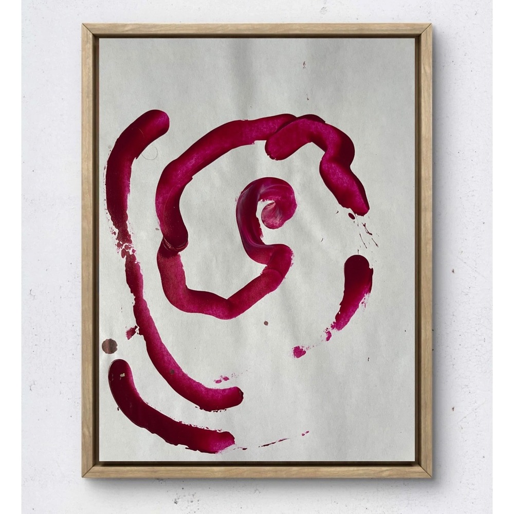 Original Abstract Magenta Spiral Ink Painting 8.5x11 On Paper Contemporary Art